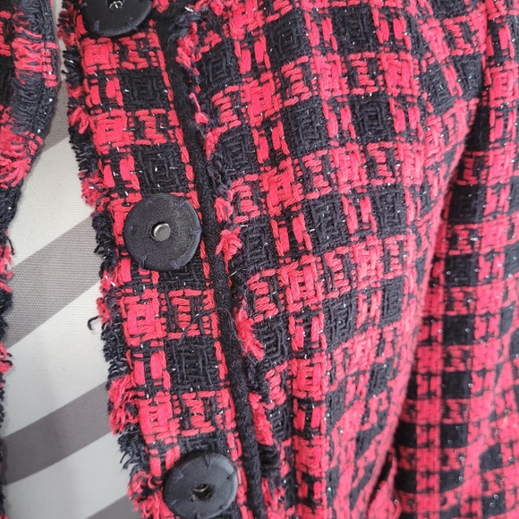 Wool Tweed Textured Houndstooth Plaid print - Picture 5 of 6